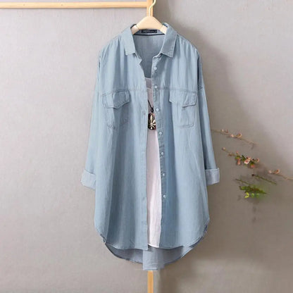 M - 5XL Plus Size Women Shirt Solid Color Single Breasted Long Sleeve Summer Lapel Buttons Shirts Ladies Blouse Blusa