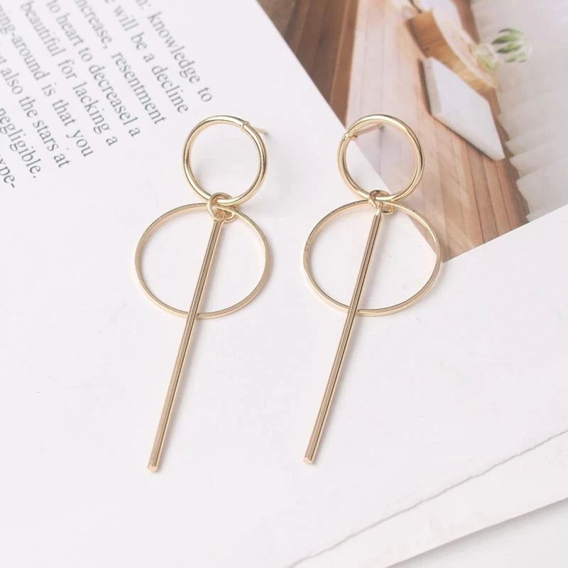 New Fashion Metal Tassel Earrings for Women Long Circle Dangle Earrings Geometric Round Drop Earrings Brief Jewelry pendientes