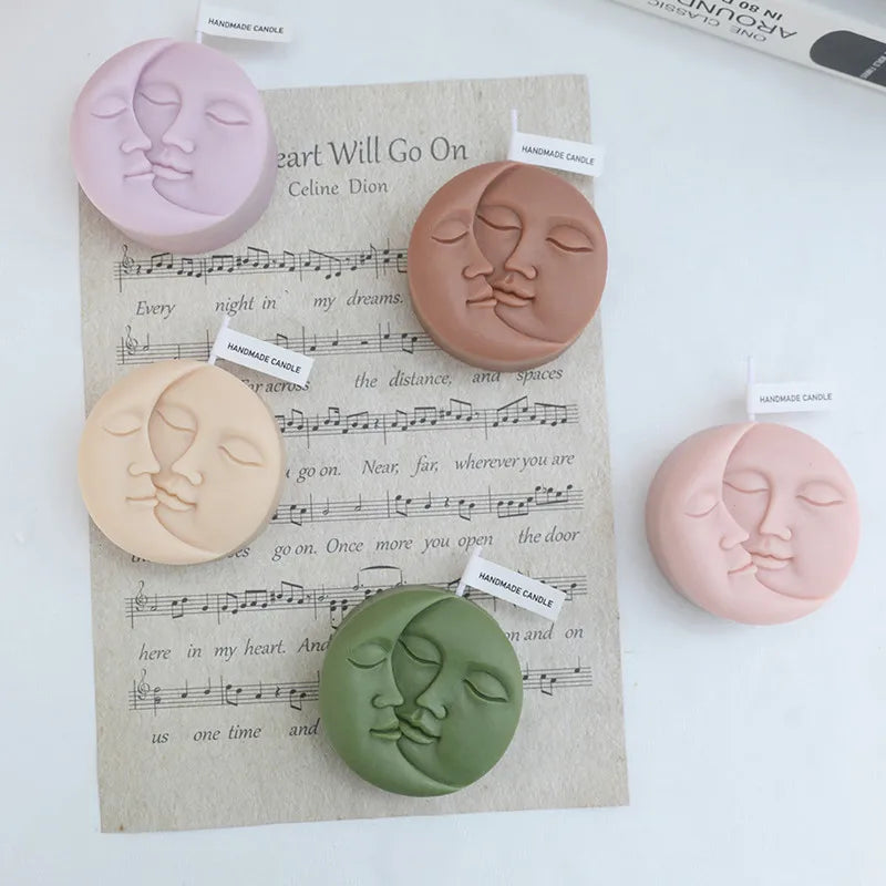 Warm Moon Sun Face Candle Silicone Mold DIY Handmade Soap Candle Jewelry Craft Candle Mold Candle Making Supplies Craft Gift