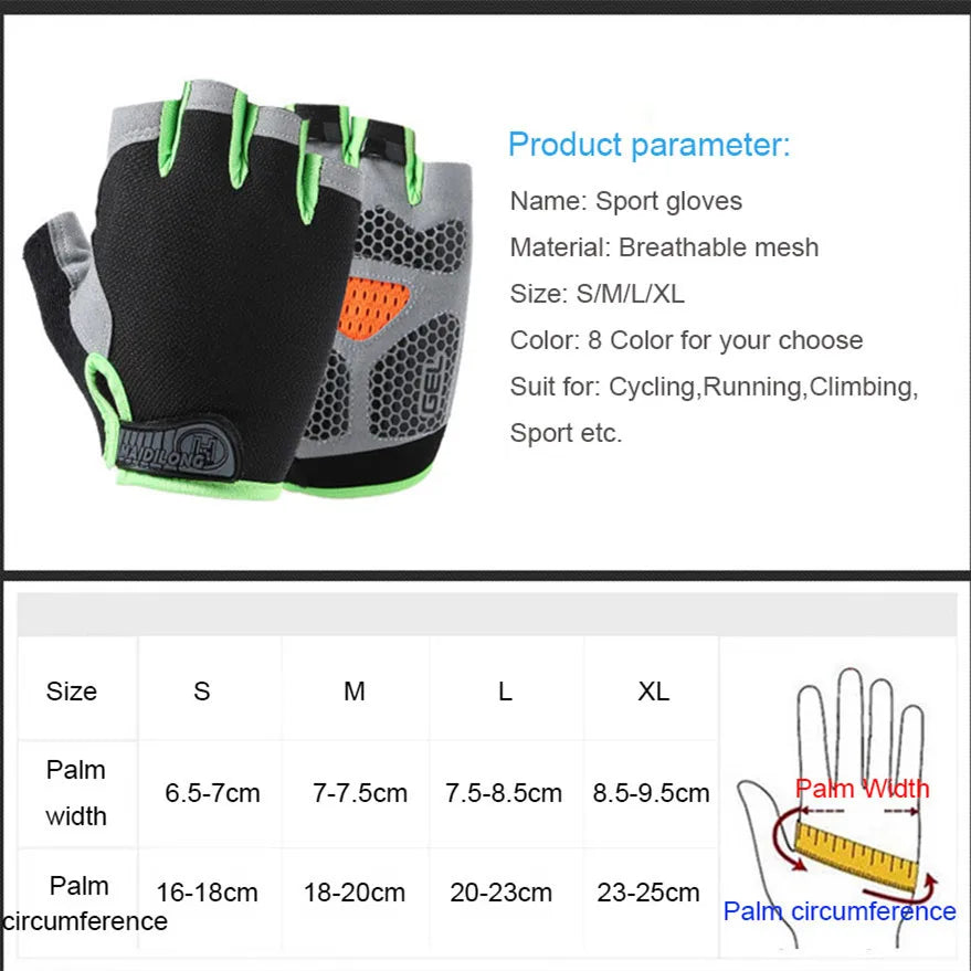 Gym Dumbbell Gloves Men Women Weightlifting Fitness Sport Training Exercise Gloves Non Slip Breathable Half Finger Cycling Glove