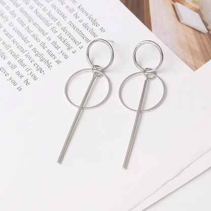 New Exaggerated Punk Drop Earrings for Women Big Circle Personality Female Ear Jewelry Gold Color Metal Earrings boucle