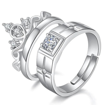 925 sterling silver new jewelry fashion couple ring engagement wedding anniversary gift woman man crown open ring