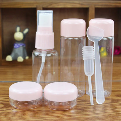 7pc/Set Travel Mini Makeup Cosmetic Face Cream Pot Bottles Plastic Transparent Empty Make Up Container Bottle Travel Accessories