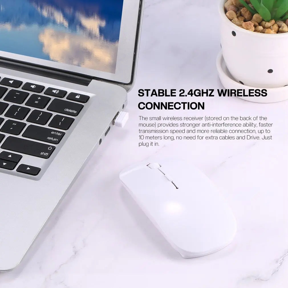 2022 New Portable Ultra Thin Optical Mouse Wireless Mouse 3 Adjustable DPI 2.4G Wireless Mice Receiver For PC Laptop Notebook
