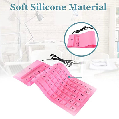 Silicone Mute Soft Keyboard 85-key Computer Keyboard  USB Wired Keyboard Portable Mini Laptop Pc Folding Waterproof Keyboard