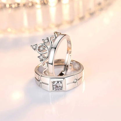 925 sterling silver new jewelry fashion couple ring engagement wedding anniversary gift woman man crown open ring