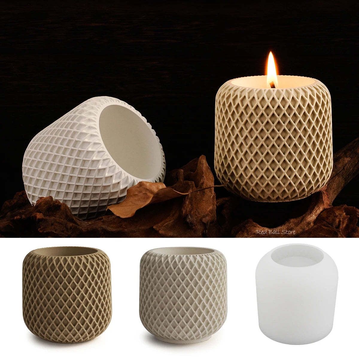 Candle Jar Silicone Mold With Lid DIY Round Succulent Flower Pot Storage Box Plaster Epoxy Resin Craft Molds Home Decor Gift
