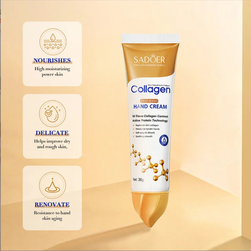 Collagen Anti-wrinkle Removal Hand Cream Moisturizing Nourish Whitening Exfoliating Calluses Gel Anti-Aging Crack Repair 30G