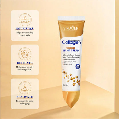 Collagen Anti-wrinkle Removal Hand Cream Moisturizing Nourish Whitening Exfoliating Calluses Gel Anti-Aging Crack Repair 30G