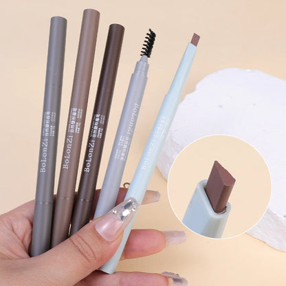 Double Ended Black Brown Eyebrow Pencil with Brush Waterproof Lasting Rotatable Triangle Non-Smudged Eye Brow Tattoo Brow Makeup