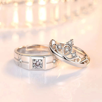 925 sterling silver new jewelry fashion couple ring engagement wedding anniversary gift woman man crown open ring