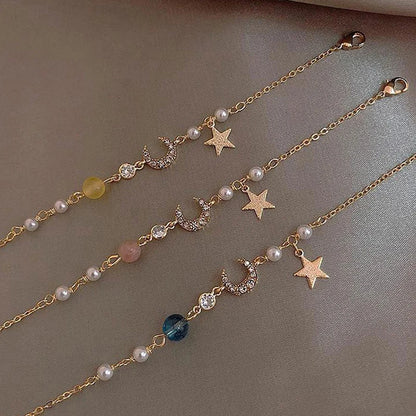 Korean Crystal Flower Butterfly Cubic Zirconia Pendant Bracelet Women Round Adjustable Shiny Rhinestone Bangle Jewelry