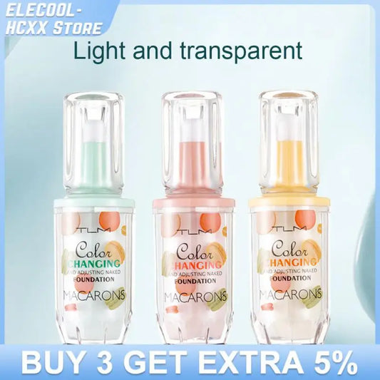 TLM 3Colors Temperature Change Liquid Foundation Long-lasting Moisturizing Makeup Sticky Skin Color Face Liquid Foundation