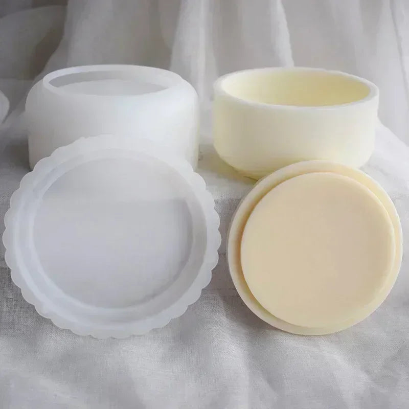 DIY Round Plaster Cup Scented Candle Silicone Mold Vase Storage Jar Cement Plaster Pottery Mould Concrete Making Crafts Supplies