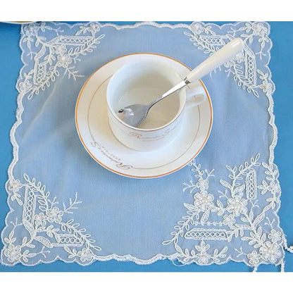NEW mesh beads Christmas Flower embroidery table place mat cloth pad cup coaster dish dining placemat kitchen Coffee tea doily