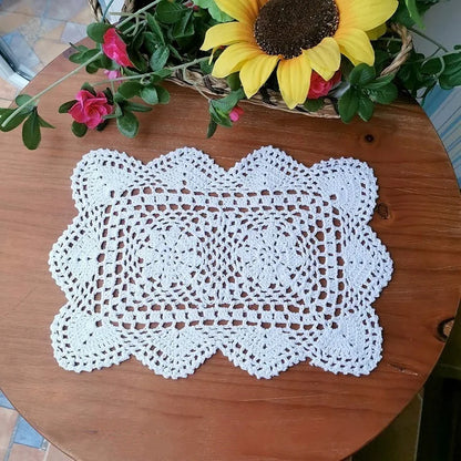 Popular cotton handmade flower crochet placemat cup coaster Christmas table place mat cloth coffee dish doily wedding Party pad