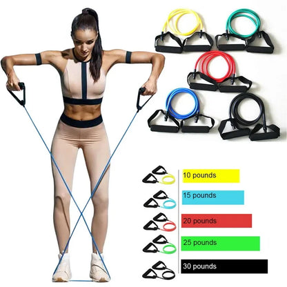 5 Levels  Elastic Band Yoga Pull Rope Elastic Gym Fitness Exercise Tube Band With Handles For Home Workouts Strength Training