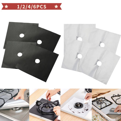 1-8 PCS Stove Protector Cover Gas Stove Protector Burner Cover Foil Stovetop Mat Pad Clean Liner For Kitchen Cookware Reusable